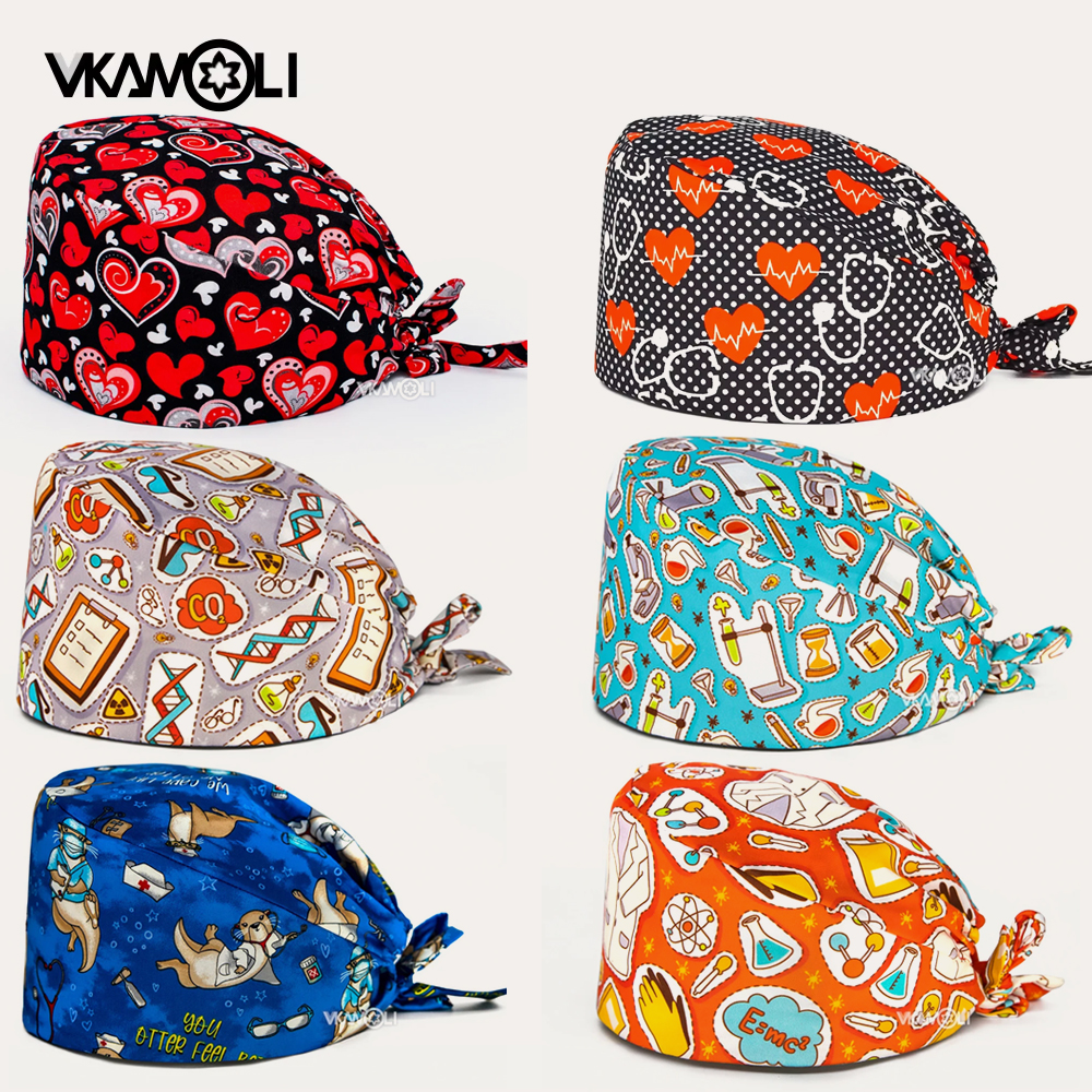 Medical Lab Science - Scrub caps with heart pattern series