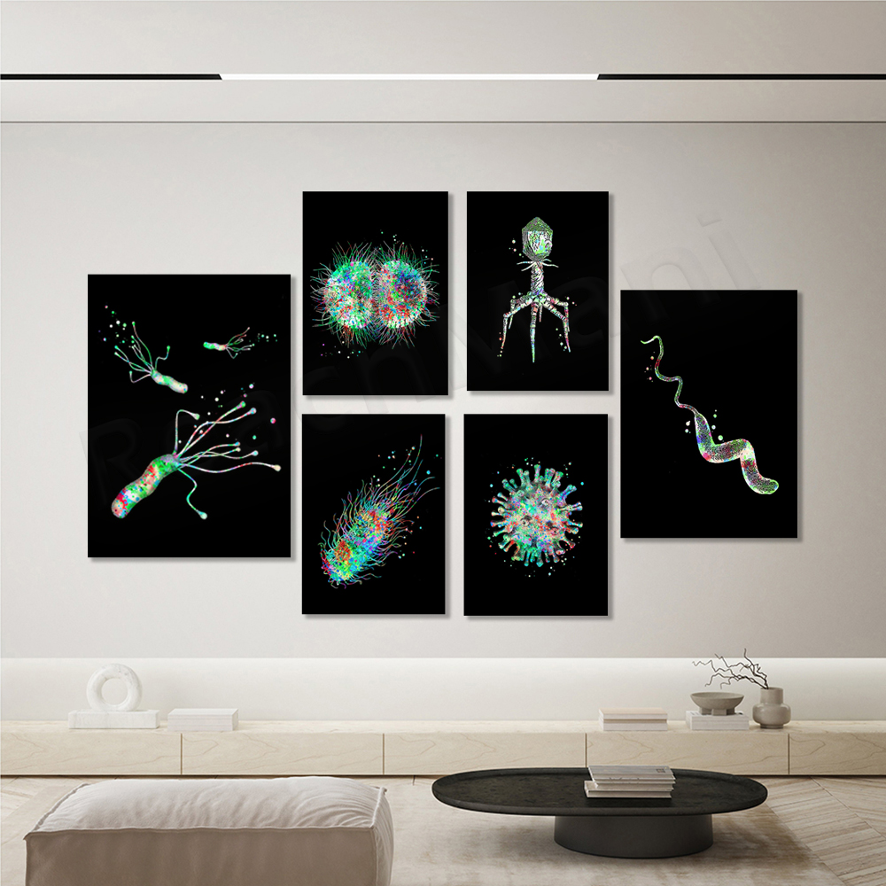 Microorganism Art Bacteria Art – обзор и цена Medical Lab Posters