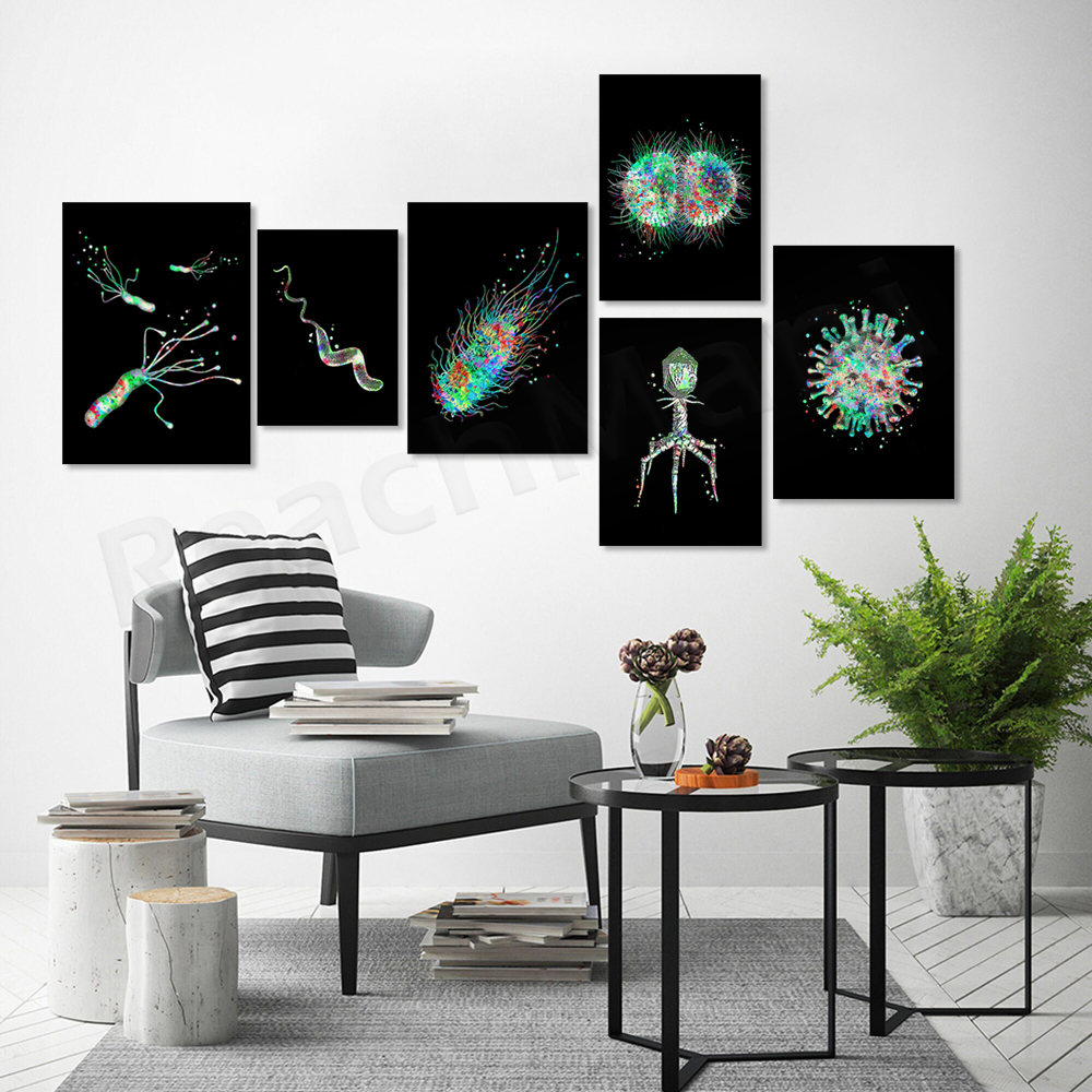 Microorganism Art Bacteria Art – обзор и цена Medical Lab Posters