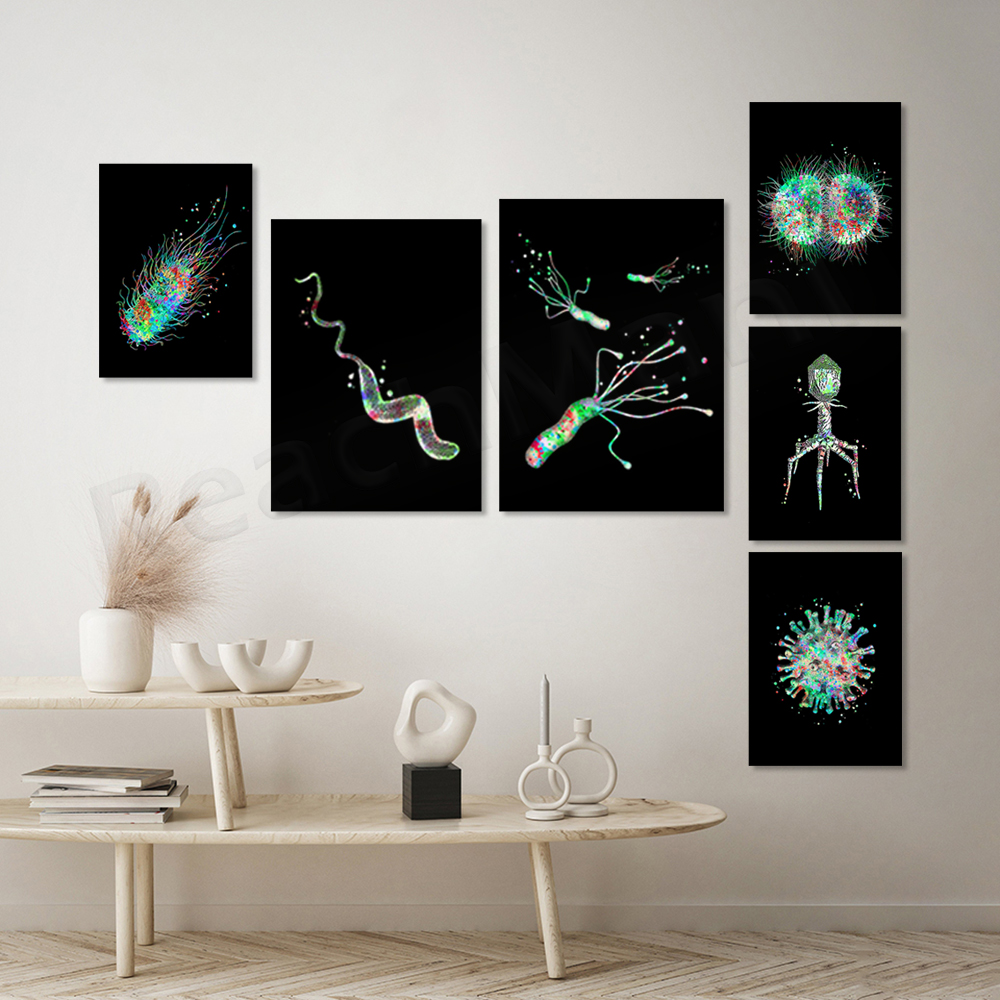 Microorganism Art Bacteria Art – обзор и цена Medical Lab Posters